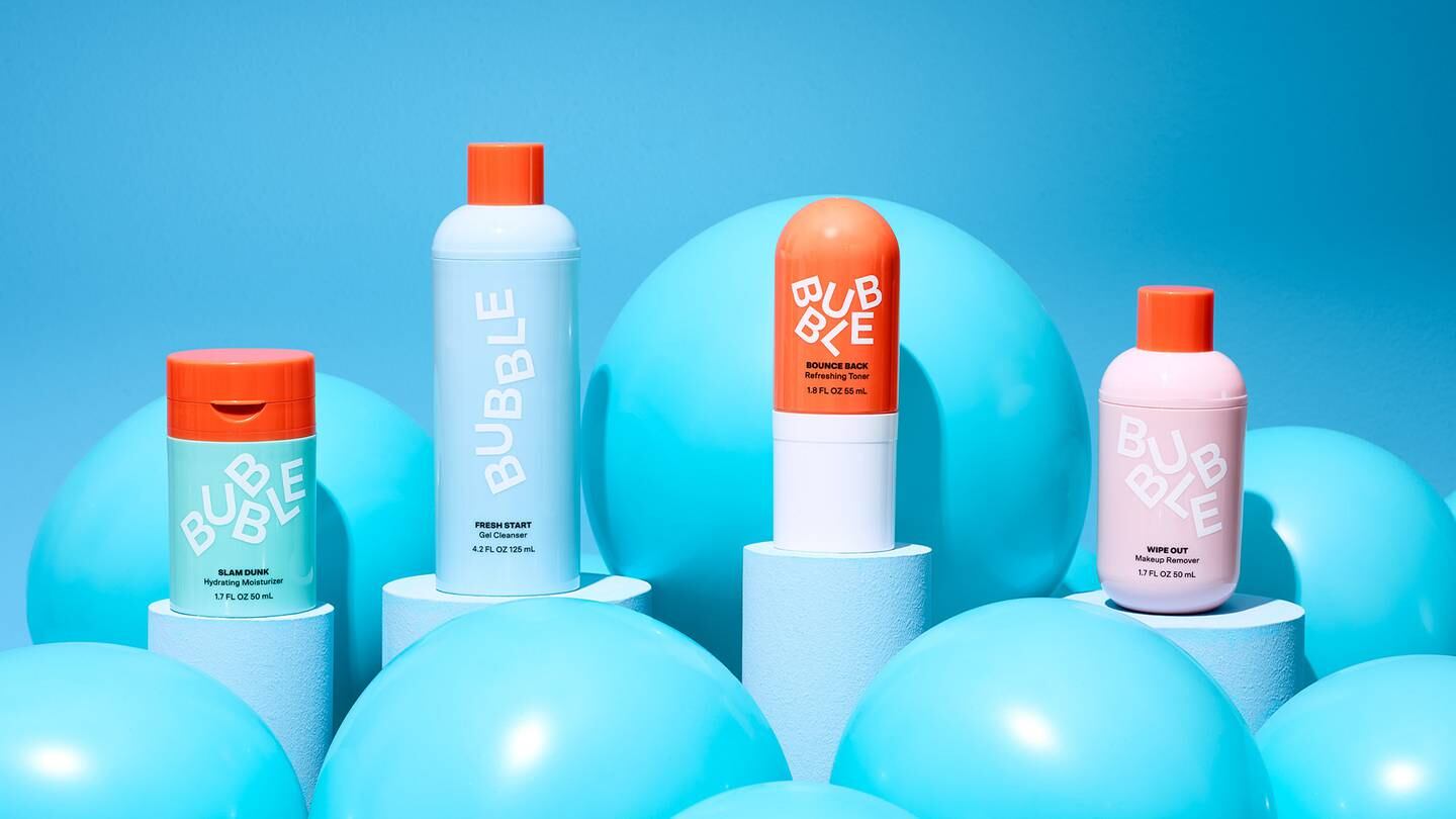 Bubble skincare products.