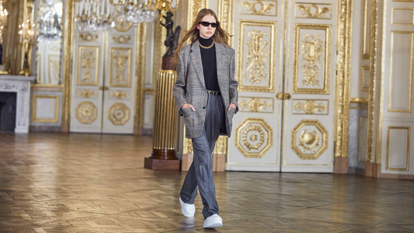 A look from Celine's Winter 2022 collection, which was presented via video.