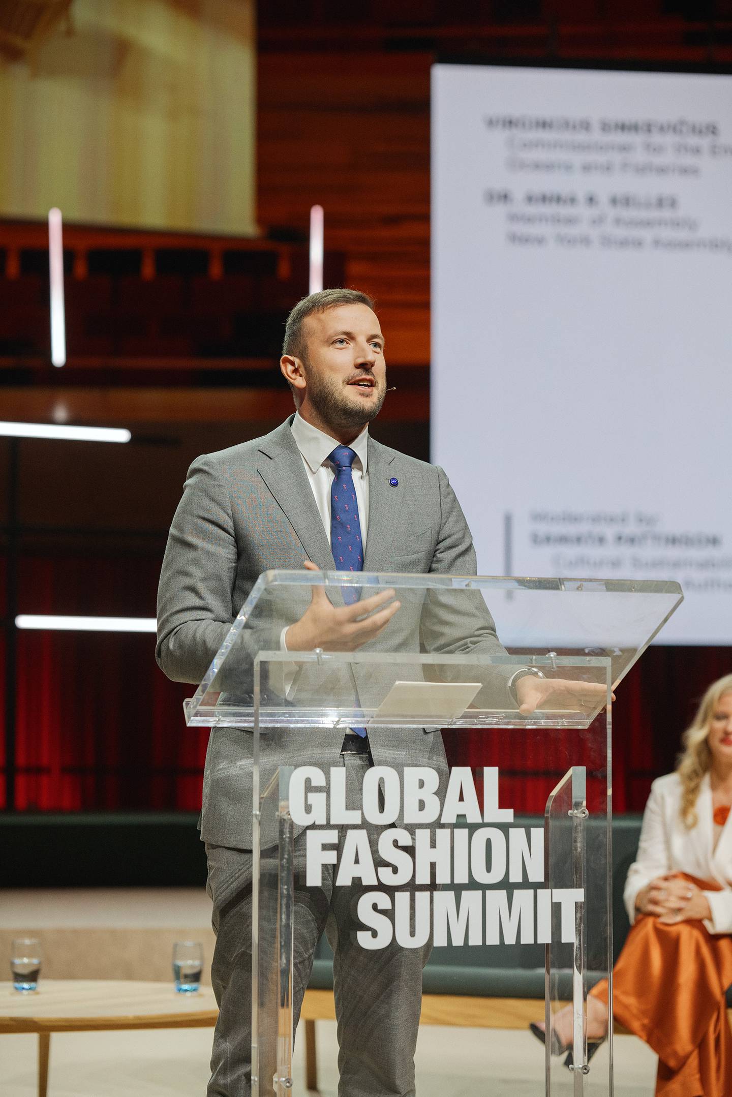 EU’s environment chief, Virginijus Sinkevičius, at the Global Fashion Summit in Copenhagen.
