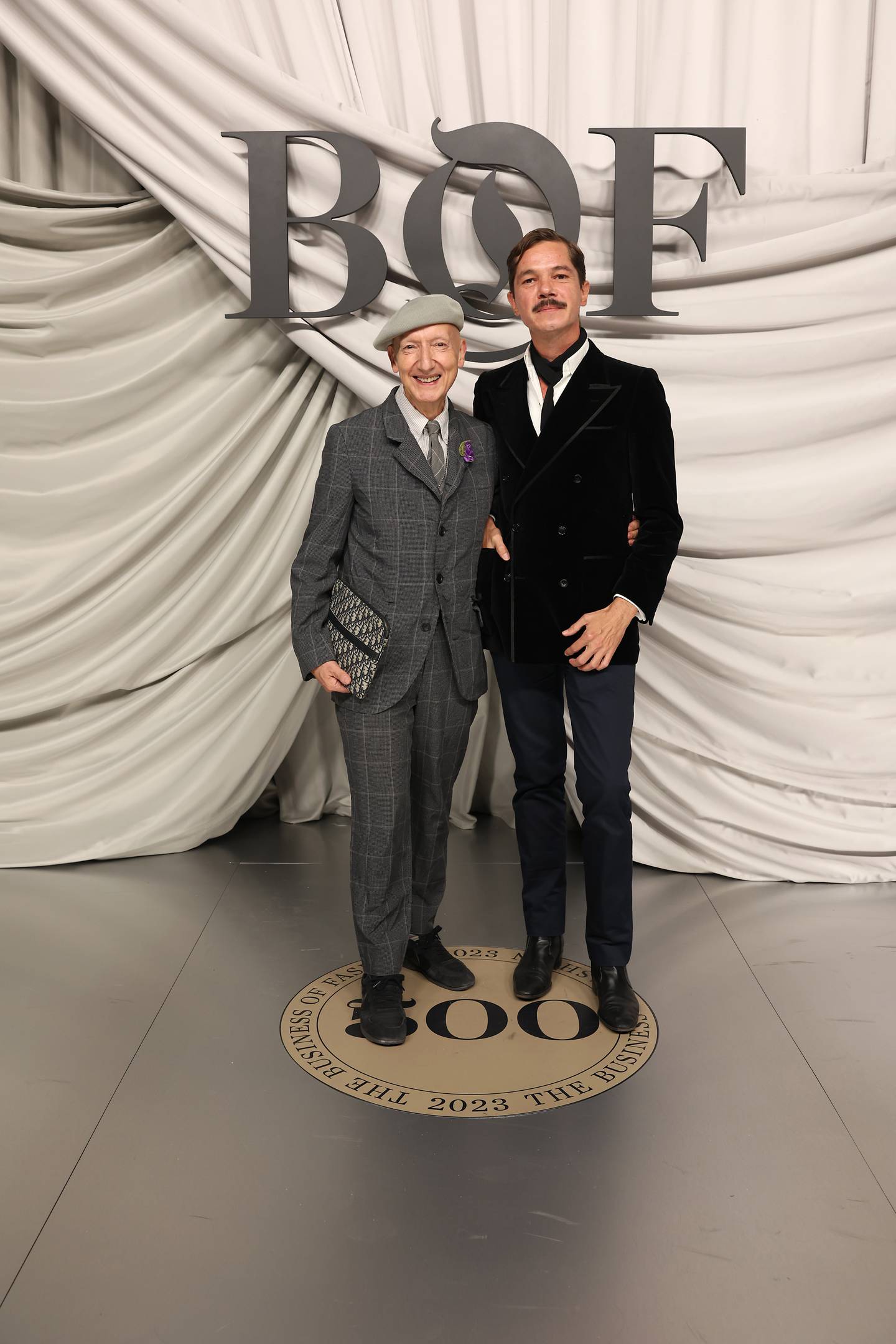 Stephen Jones and Elie Top attend the #BoF500 Gala during Paris Fashion Week at Shangri-La Hotel Paris on September 30, 2023 in Paris, France.