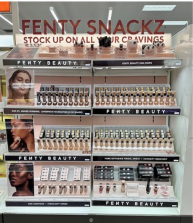 The Fenty Snackz display at Ulta Beauty at Target.