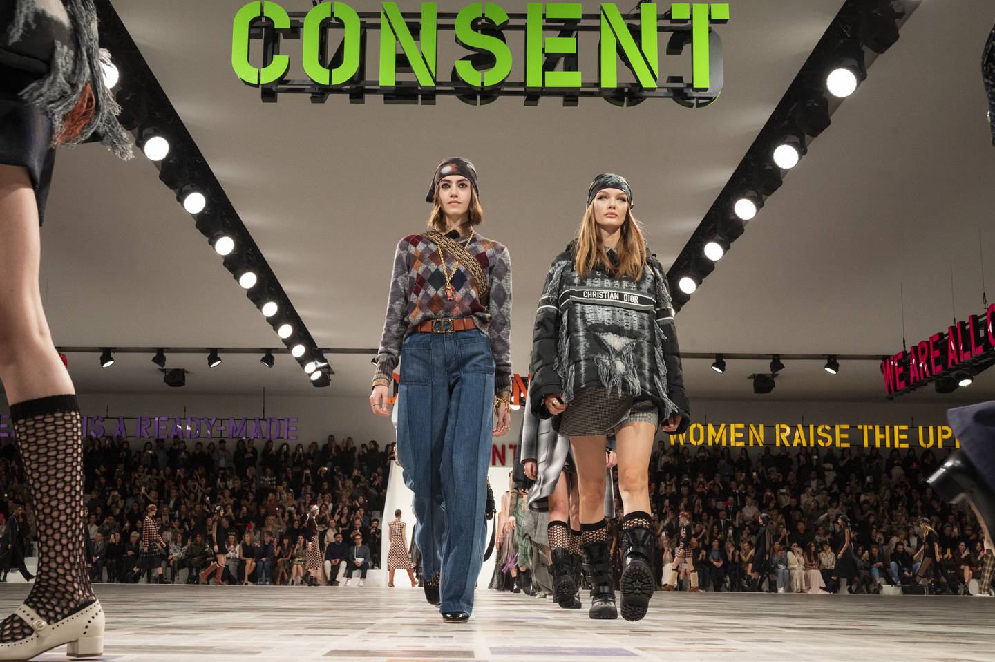 Dior's "Consent" sign at its fall-winter 2020-2021 show was a continuation of Maria Grazia Chiuri's focus on putting social statements on the runway.