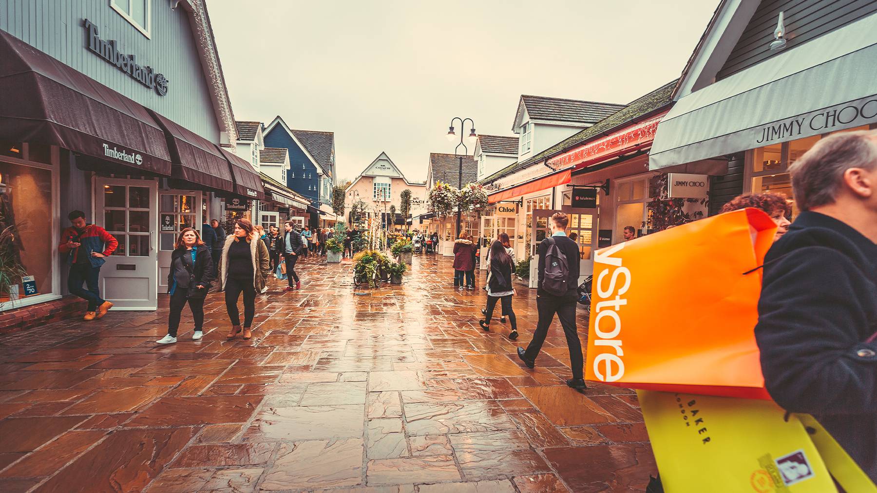 Inner view of Bicester Village outlet.