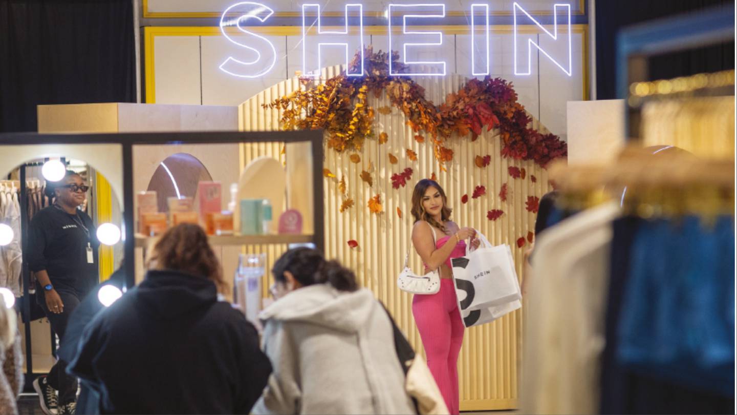Shoppers at a Shein pop up inside a Forever 21 store.
