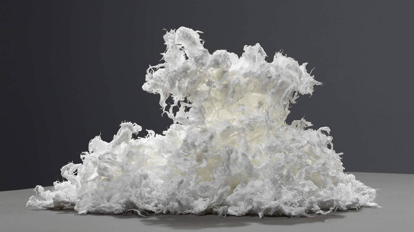 A white pile of Circulose pulp, the branded cellulosic pulp produced by Swedish textile recycler Renewcell.
