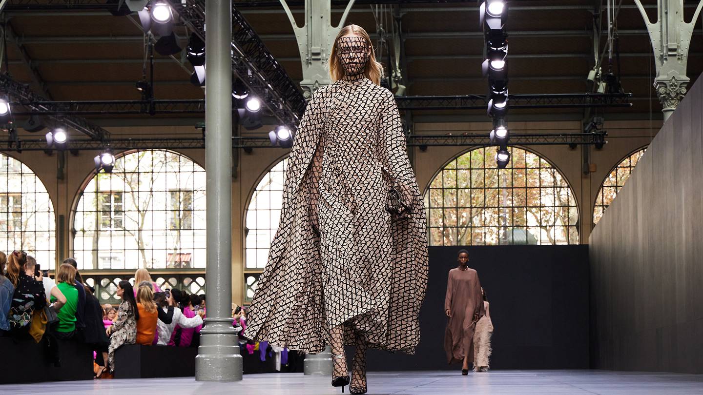 A model walks the runway for Valentino's Spring/Summer 2023 show in Paris.
