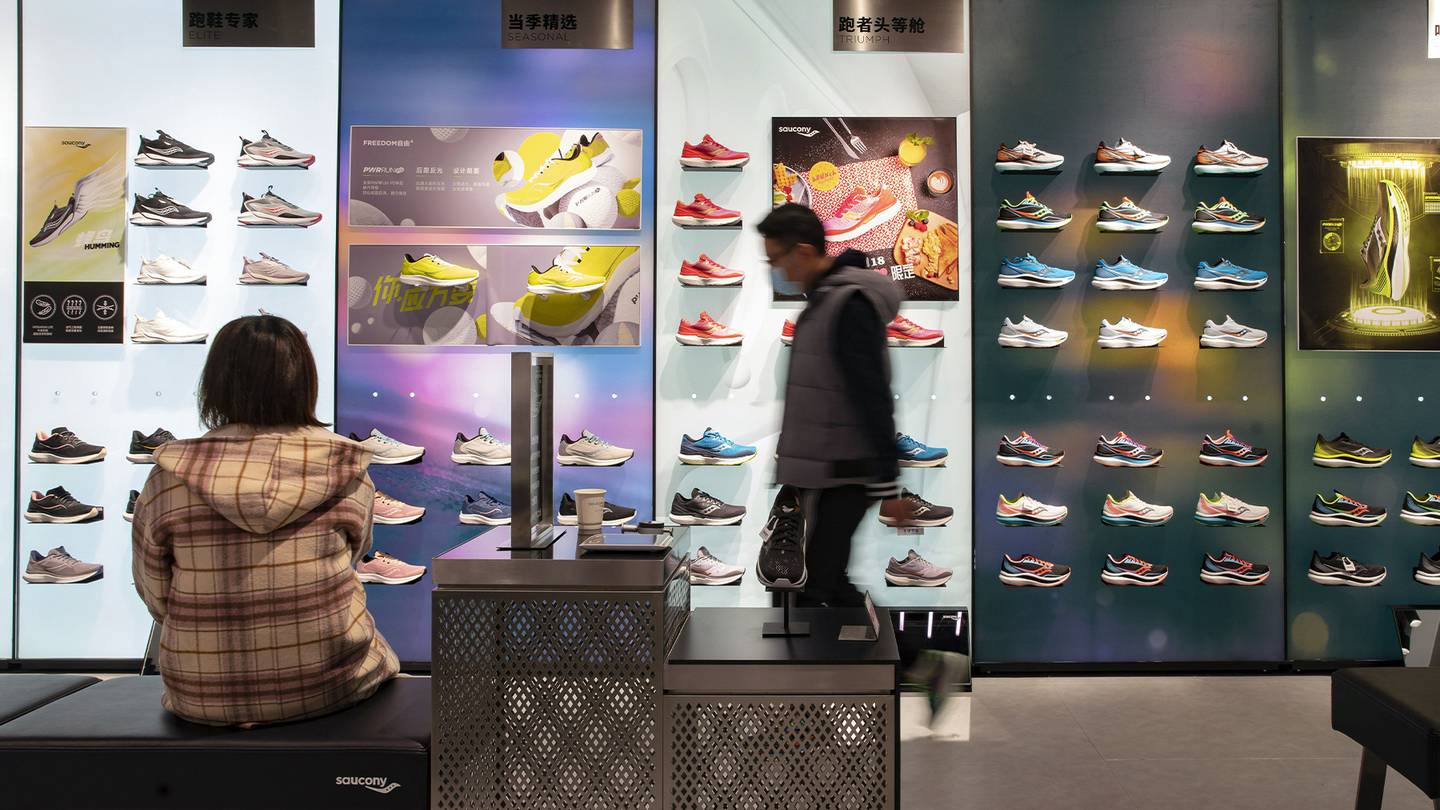 Inside a Saucony Inc. shoe store, a brand owned by Xtep International Holdings Ltd., in Shanghai, China. Getty Images.