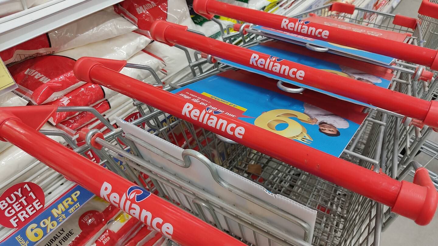 Reliance store shopping trolley.