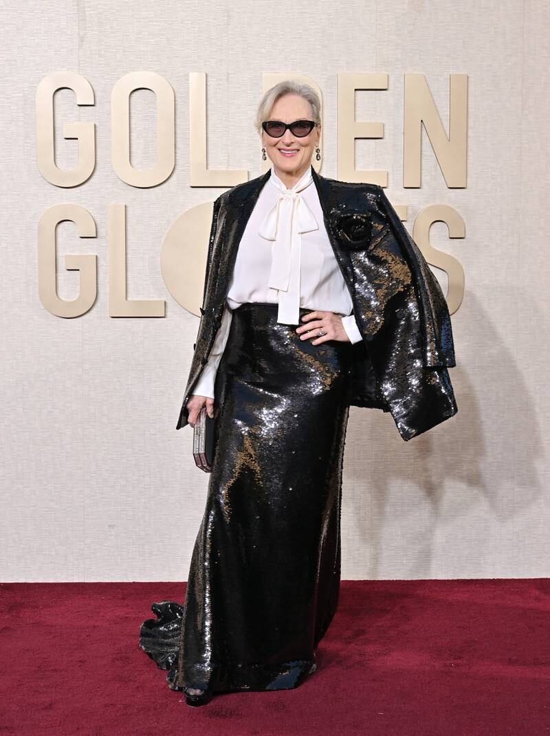 Meryl Streep attends the 81st Annual Golden Globe Awards wearing Valentino.