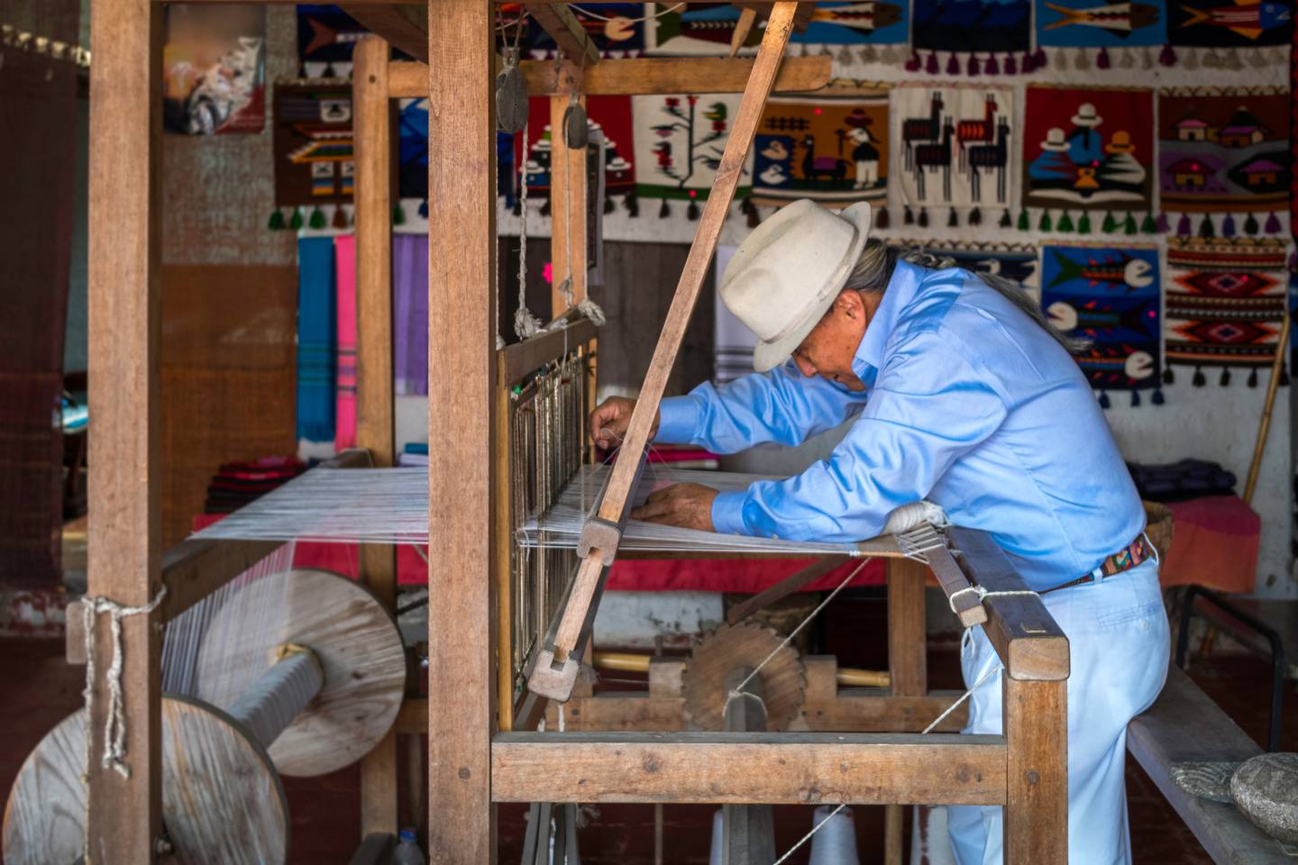 Textile workshop in Otavalo, Ecuador. Shutterstock.
