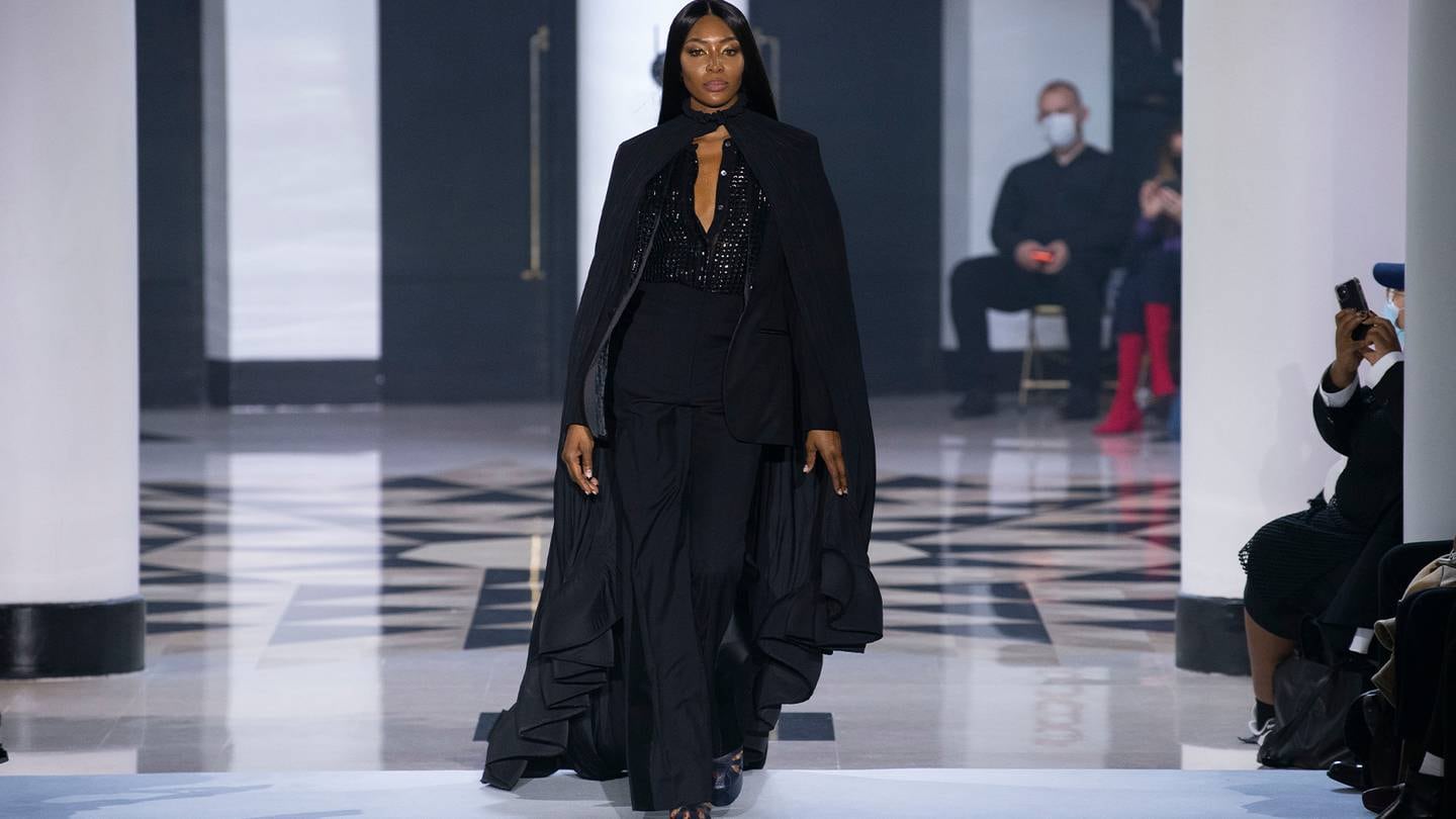 Naomi Campbell walking the Lanvin Spring/Summer 2022 runway at Paris Fashion Week.