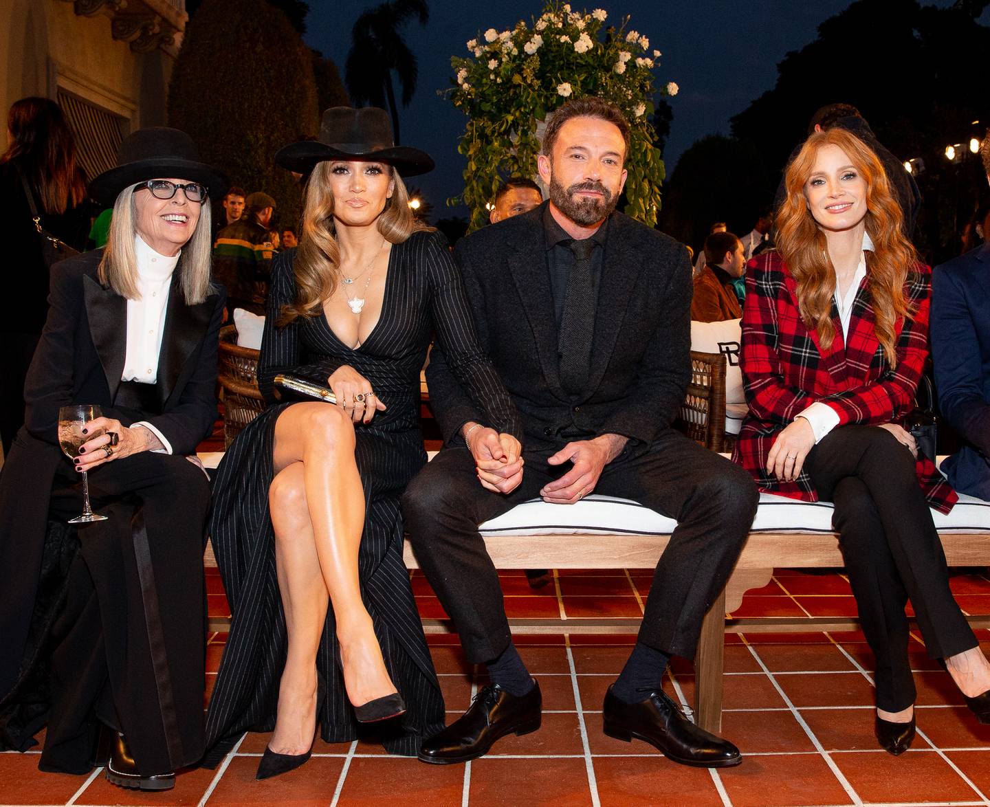 Diane Keaton, Jennifer Lopez Affleck, Ben Affleck and Jessica Chastain attend Ralph Lauren's Los Angeles show.