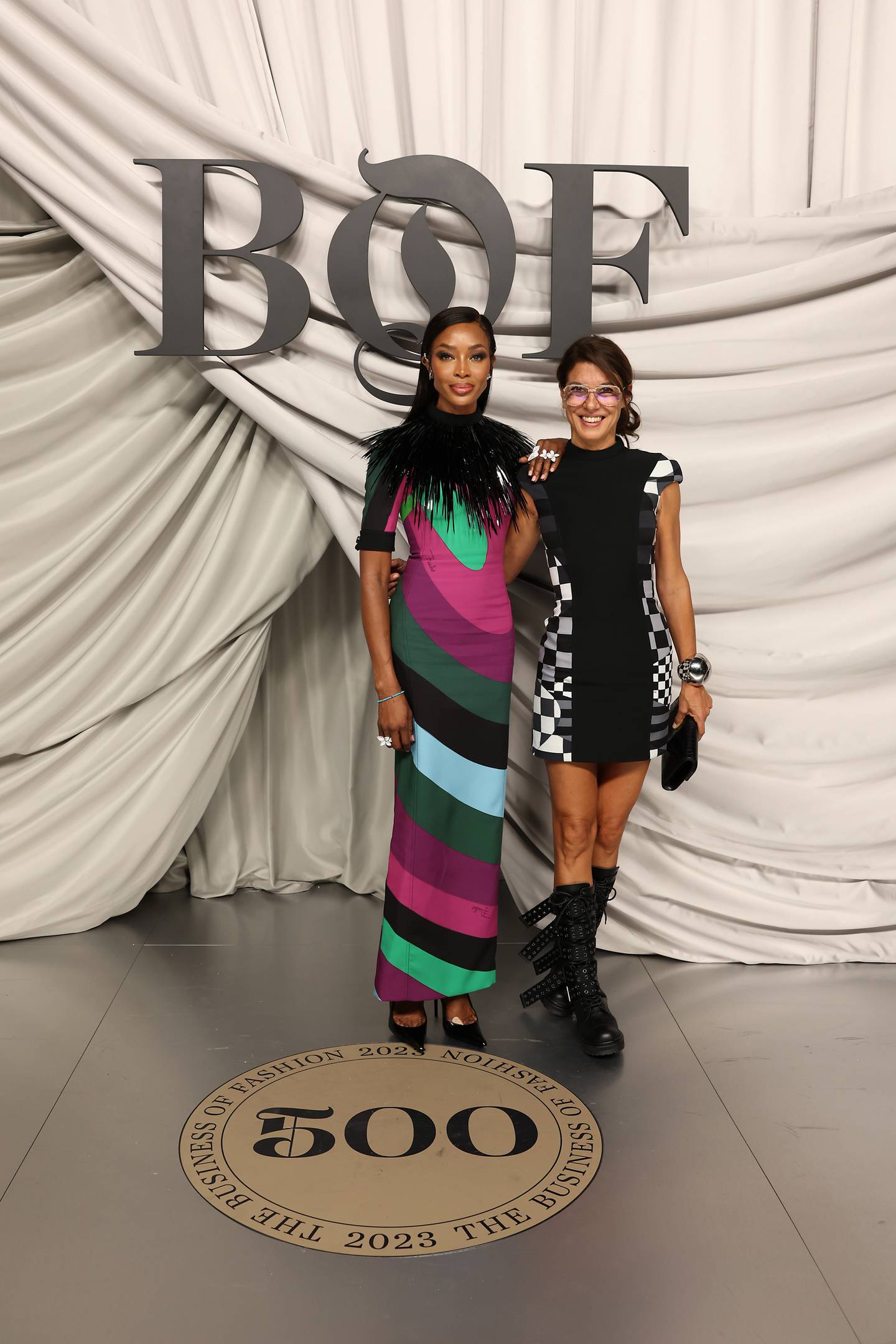 Naomi Campbell and Camille Miceli attend the #BoF500 Gala during Paris Fashion Week at Shangri-La Hotel Paris on September 30, 2023 in Paris, France.