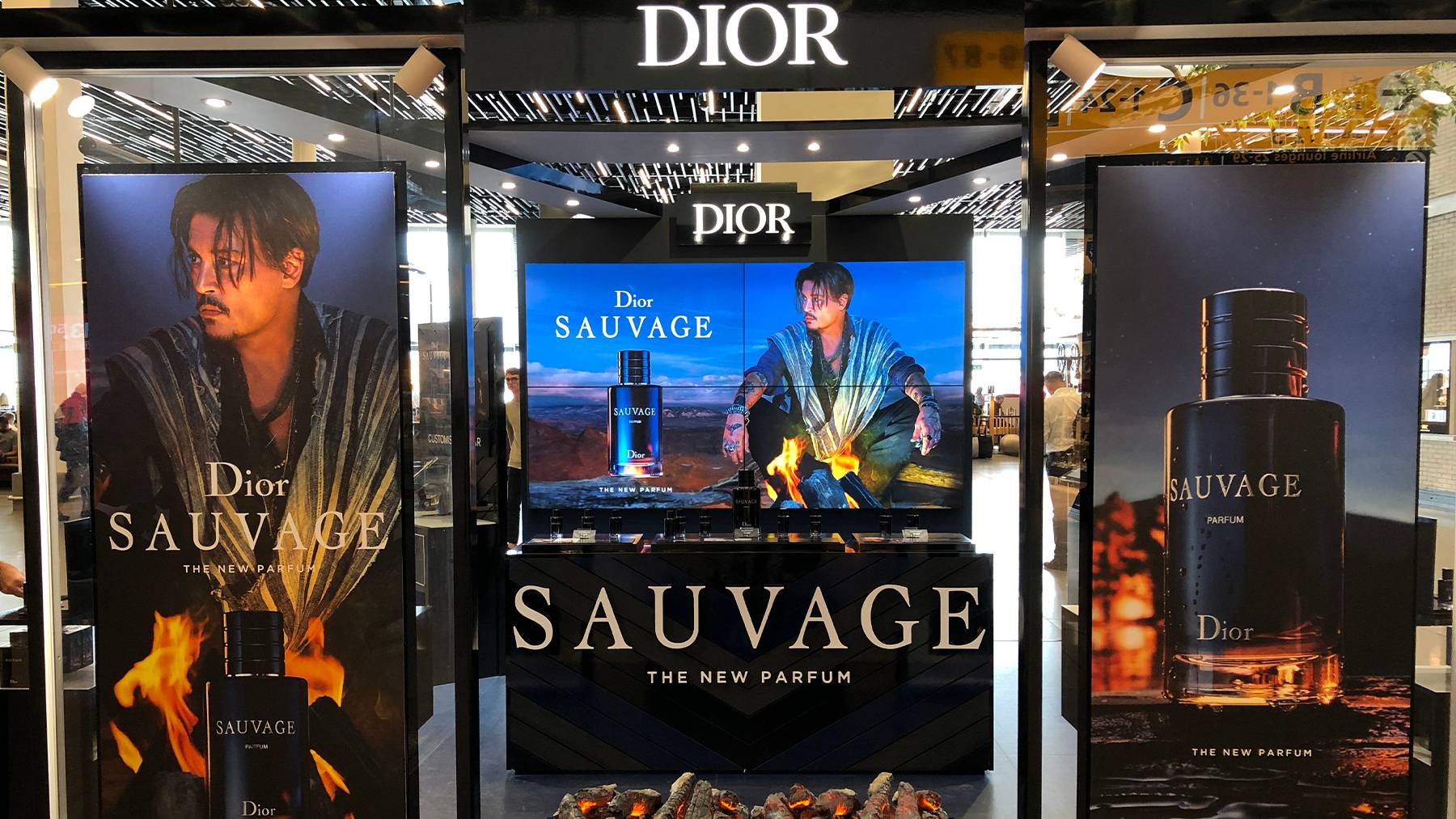 Dior has built out dedicated displays to support sales of its best-selling Sauvage range.