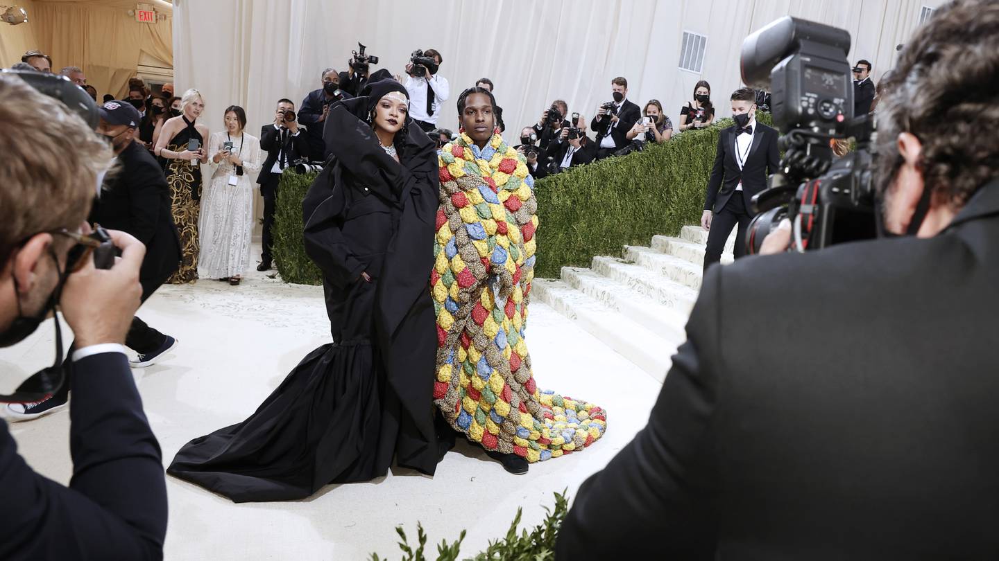Rihanna in Balenciaga and ASAP Rocky in ERL at the 2021 Met Gala. Arturo Holmes/MG21/Getty Images