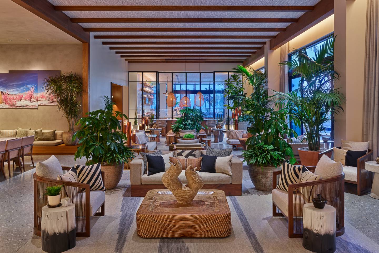 Lobby of Mission Pacific Hotel, a new California hotel by Value Retail, operator of Bicester Group's Shopping Villages.