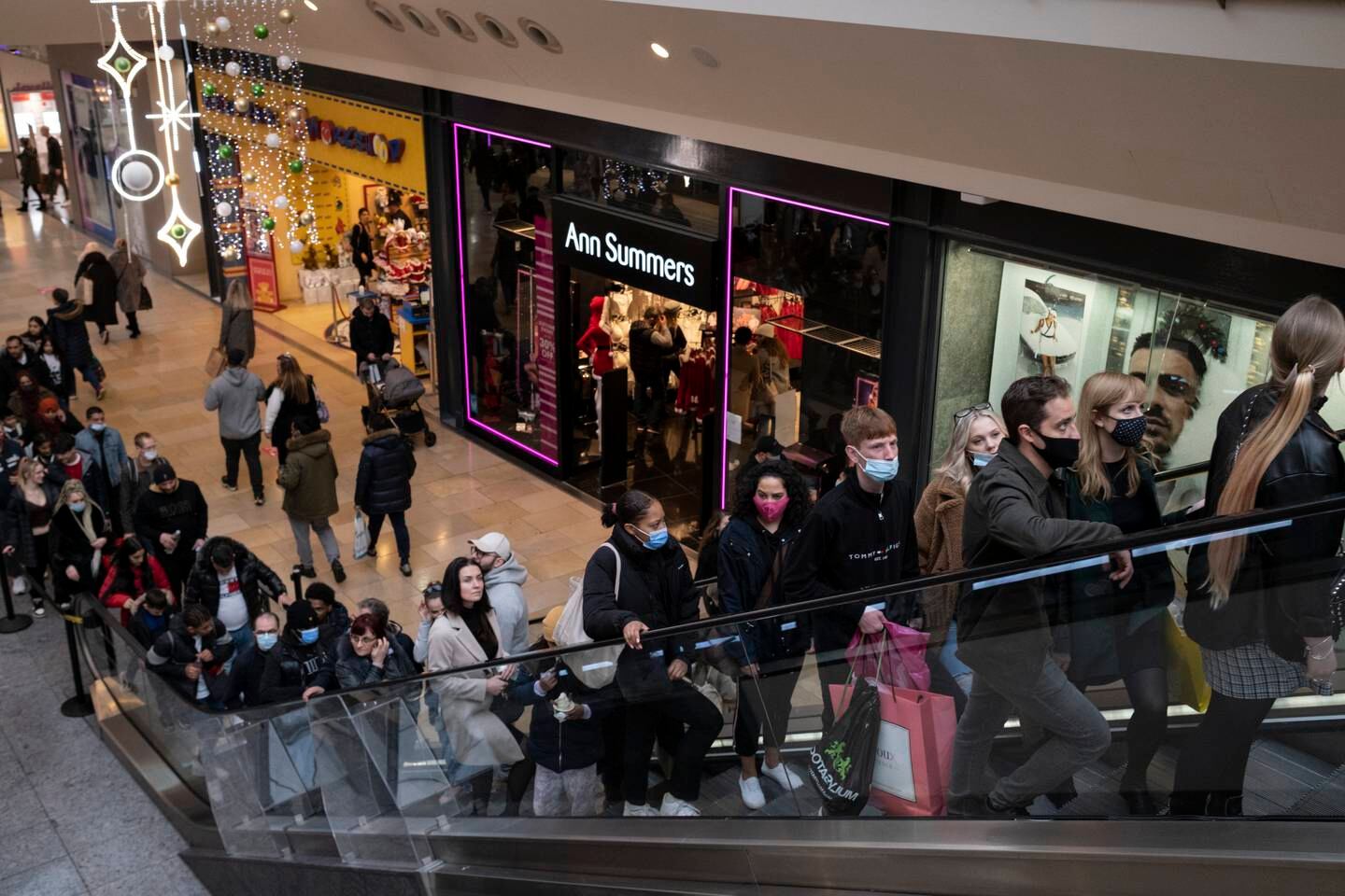 Crowds of Christmas shoppers on 12th December 2021 in Birmingham, United Kingdom.