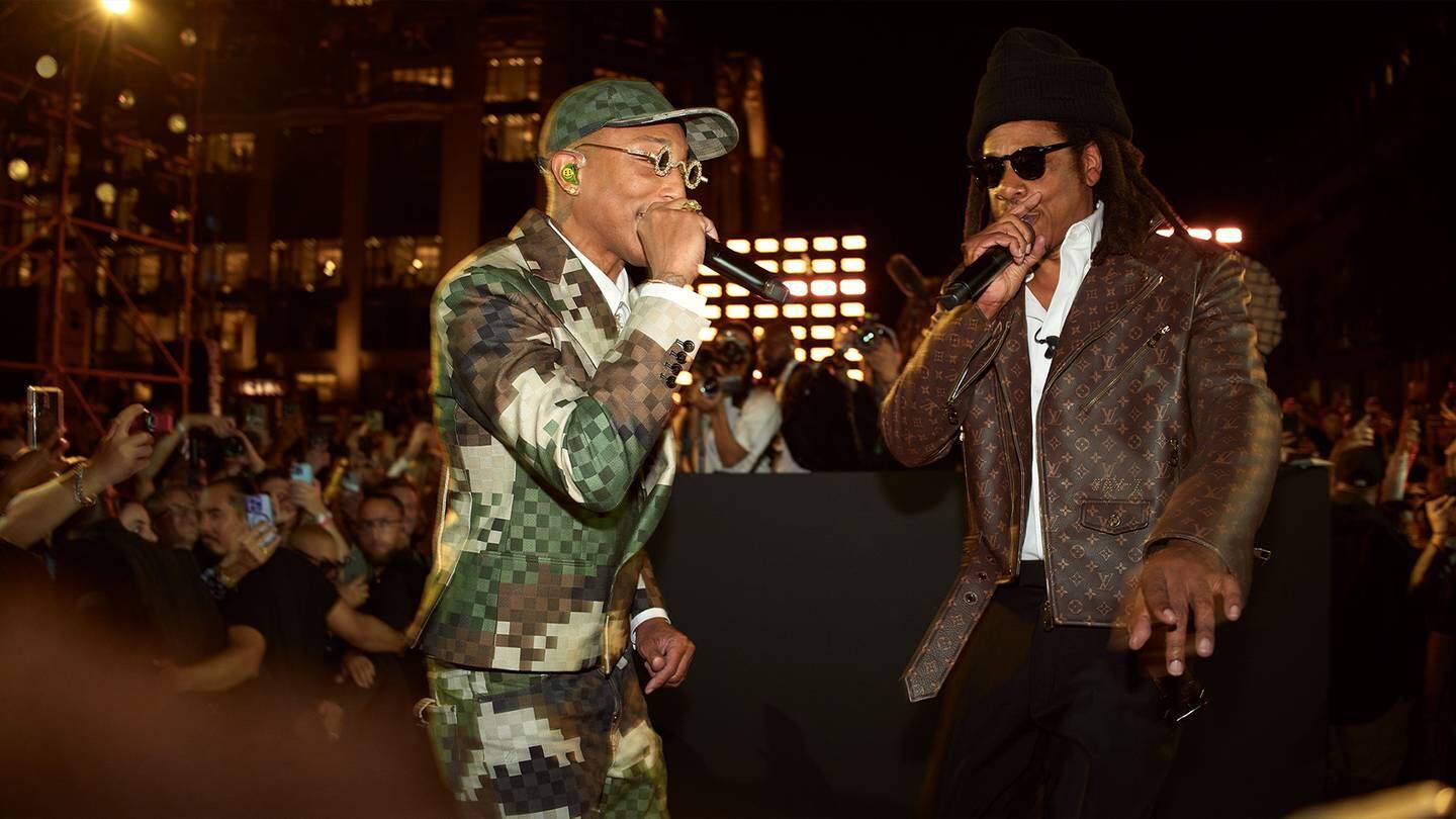 Pharrell Williams and Jay Z performed at the Louis Vuitton afterparty.