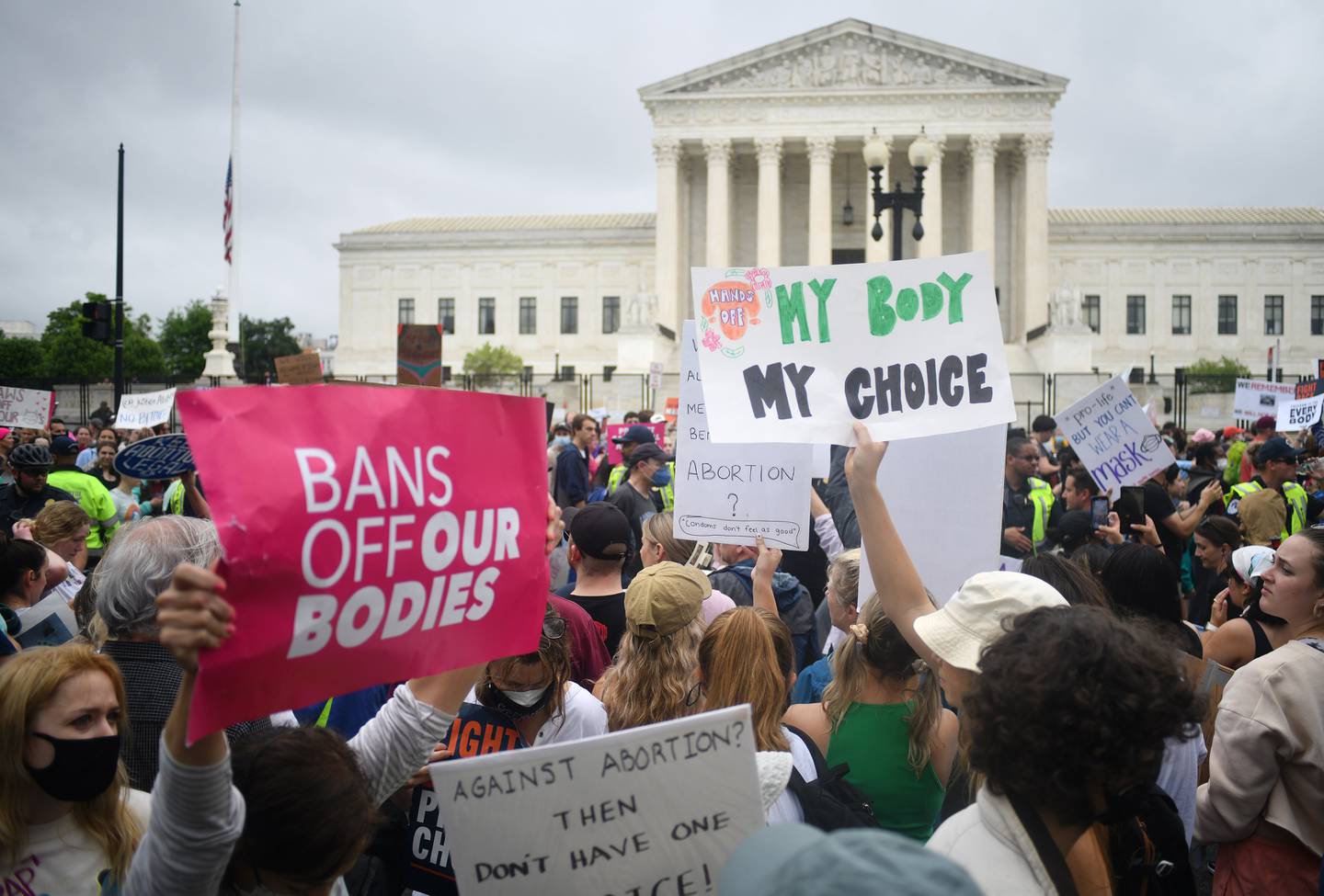 Pro choice activists march to the US Supreme Court in Washington, D.C., on May 14, 2022.