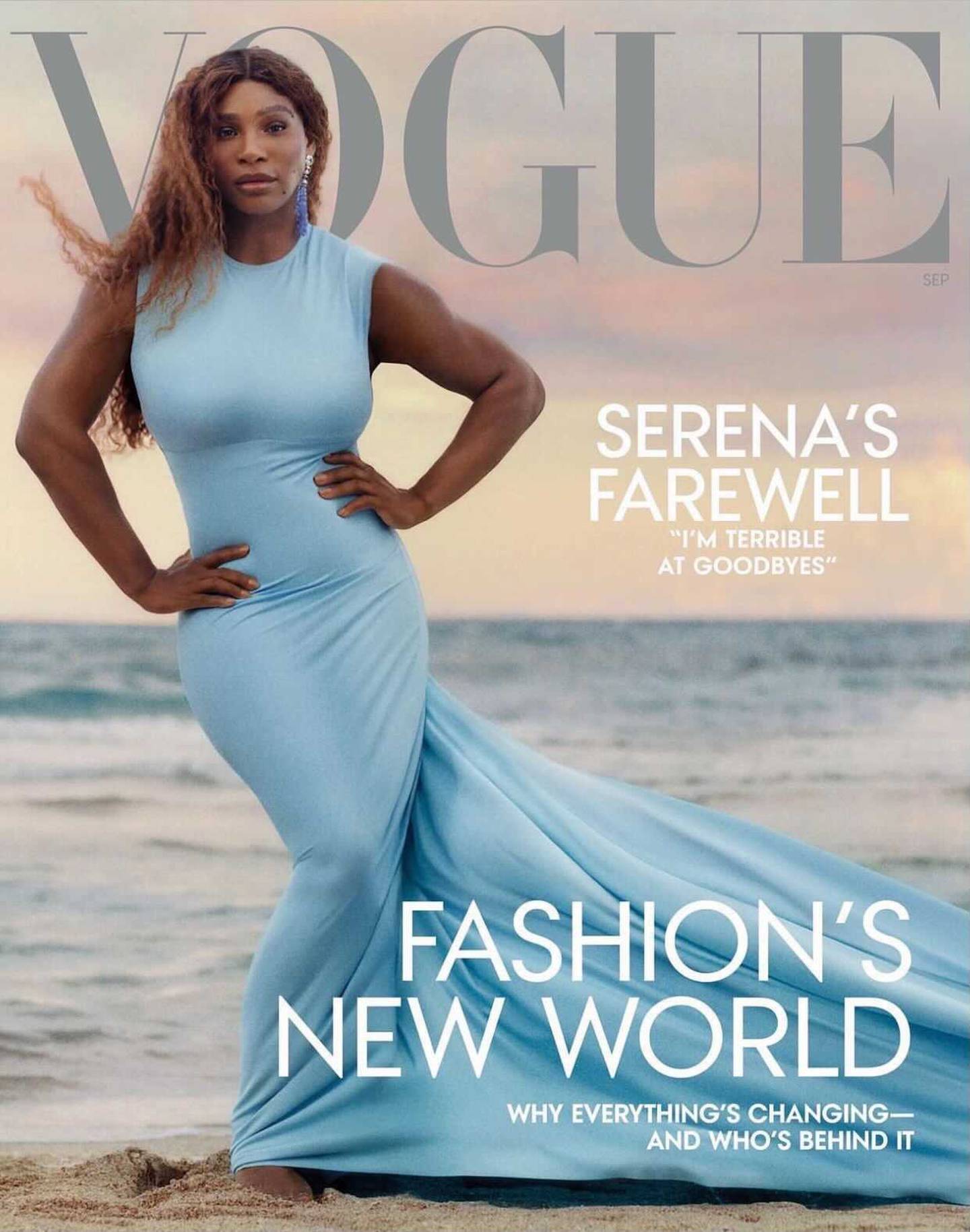 Serena Williams stars on the front cover of Vogue's September 2022 issue.