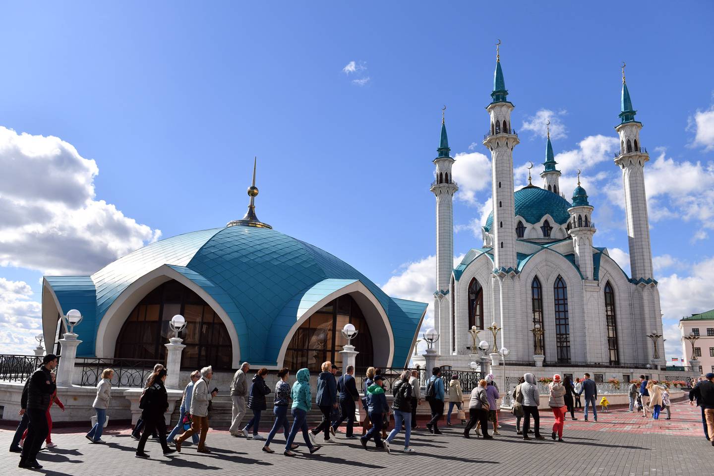 The Kul-Sharif Mosque is a landmark in Kazan, Russia. Getty Images.