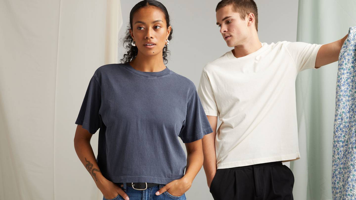 Models wearing plain T-shirts.