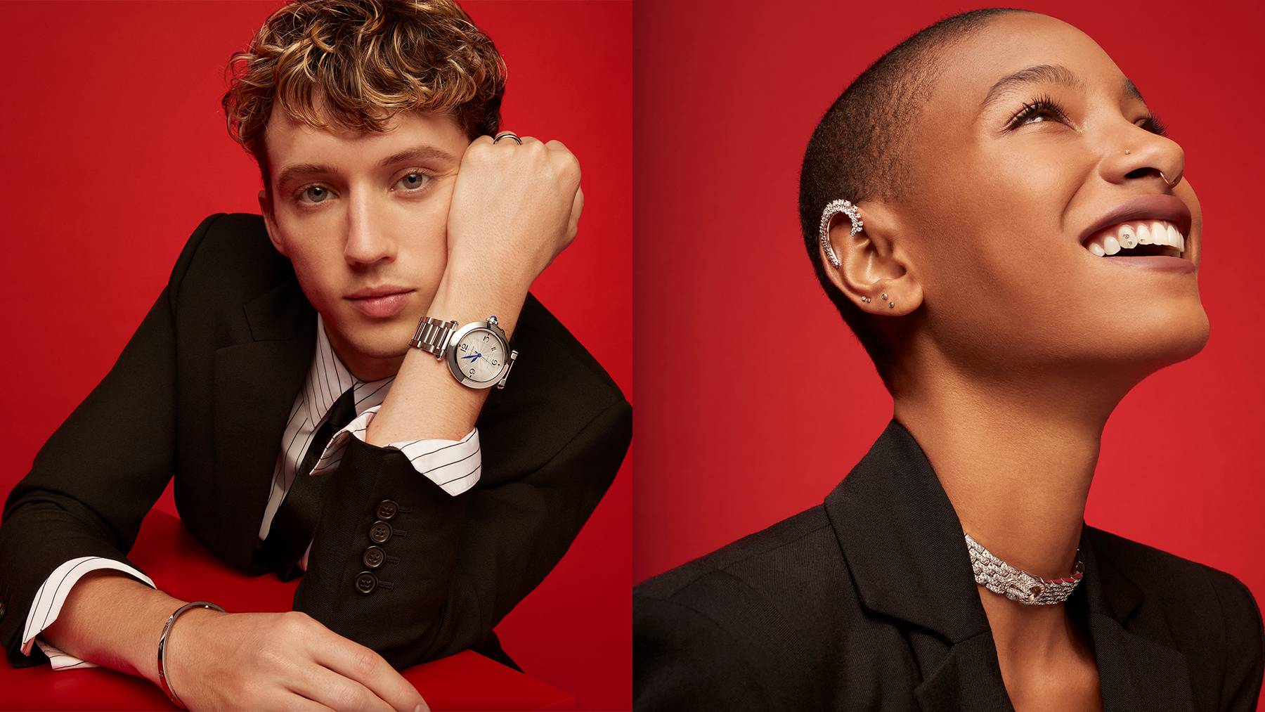 Singers Troye Sivian and Willow Smith are featured in Cartier's "Love is All" campaign. Cartier.