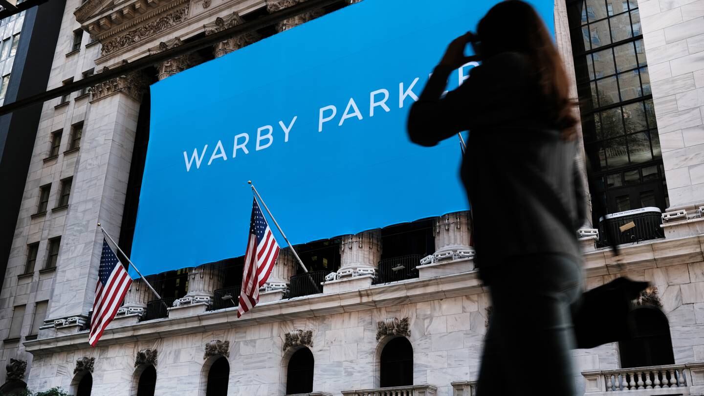 Warby Parker makes its debut via a direct listing on the stock market on September 29, 2021 in New York City.