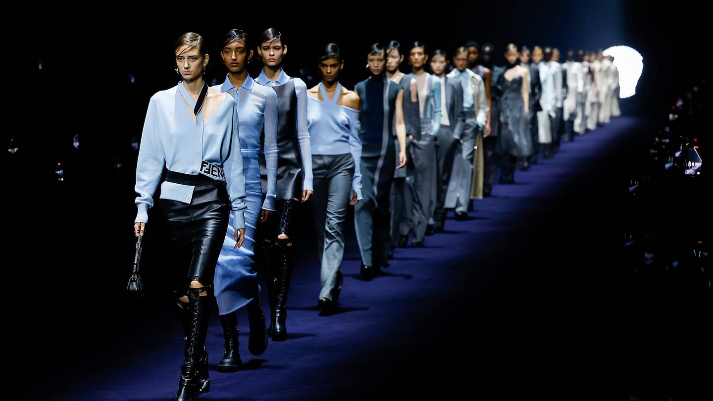 Models walk the runway for Fendi Autumn/Winter 2023.