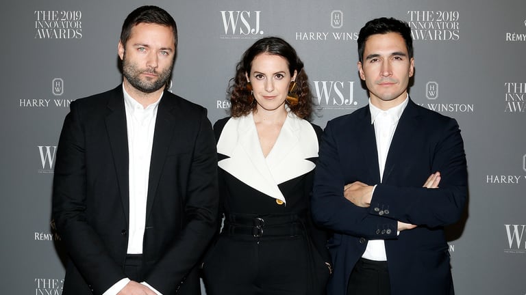 Jack McCollough, W editor-in-chief Sara Moonves and Lazaro Hernandez attend the WSJ. Magazine 2019 Innovator Awards in 2019.