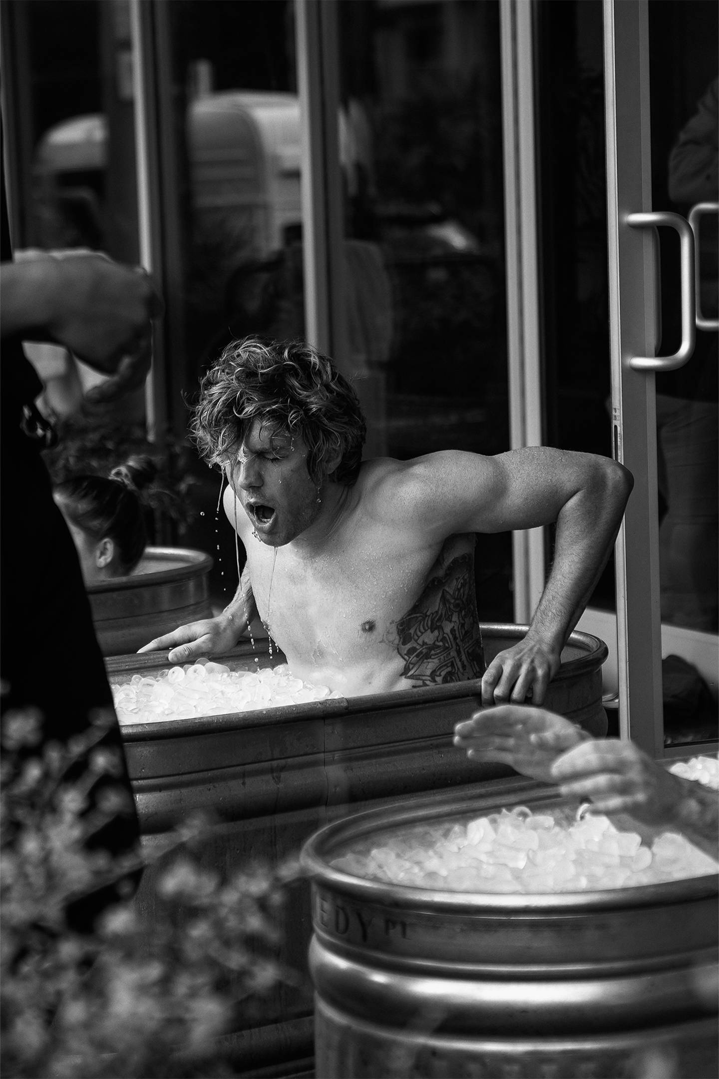 A man in an ice bath