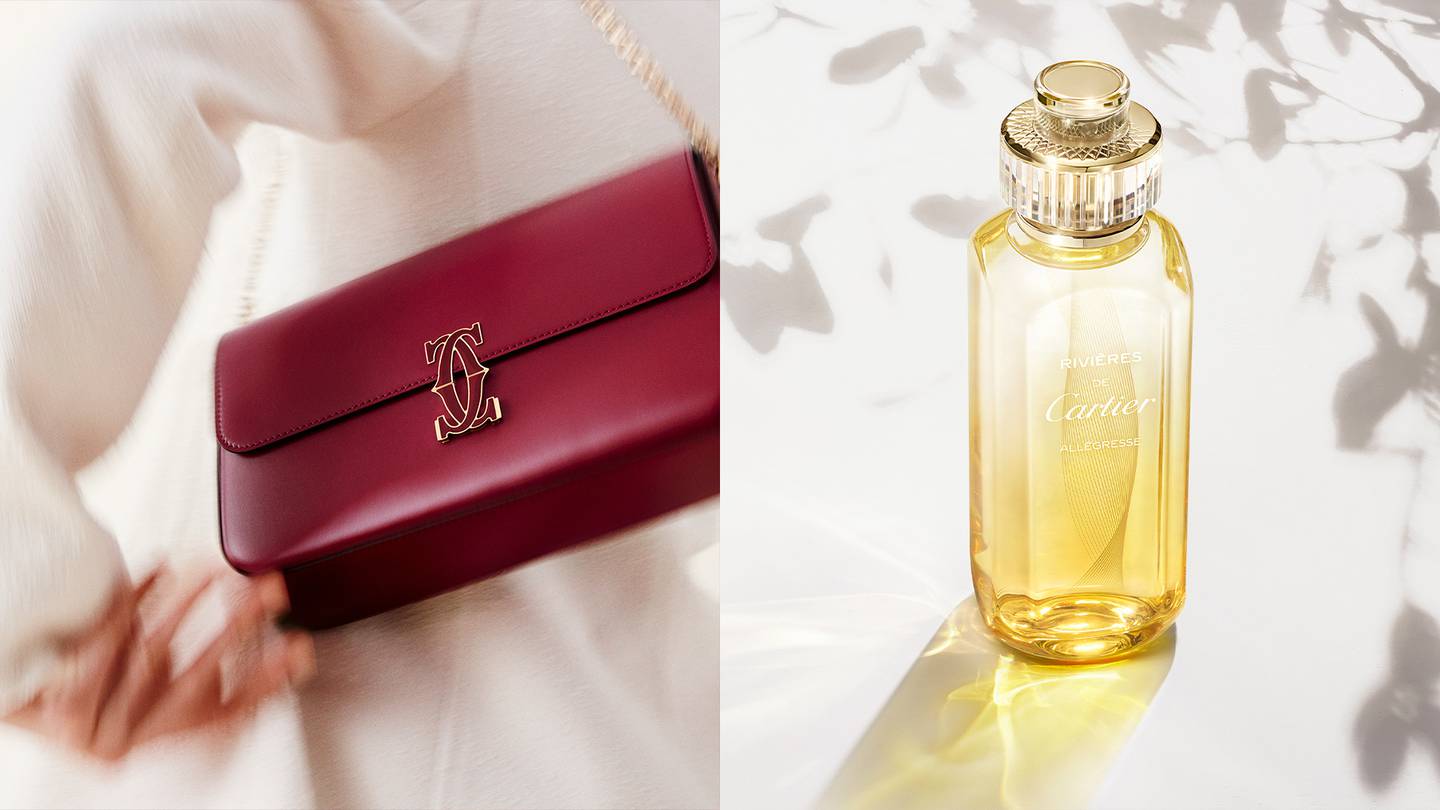 Cartier's 2021 launches outside of jewellery include a revamped handbag range, Double C, and a perfume, Rivieres. Cartier.