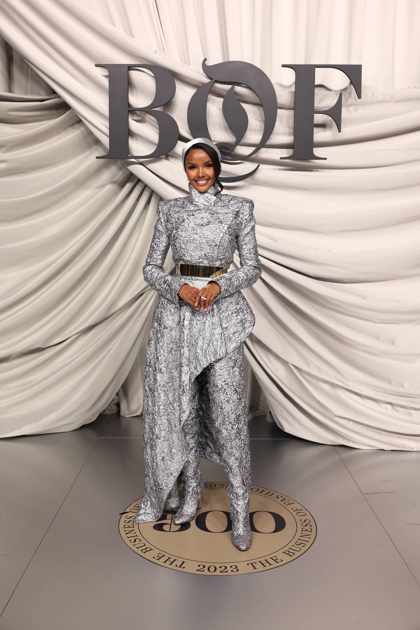 Halima Aden attends the #BoF500 Gala during Paris Fashion Week at Shangri-La Hotel Paris on September 30, 2023 in Paris, France.