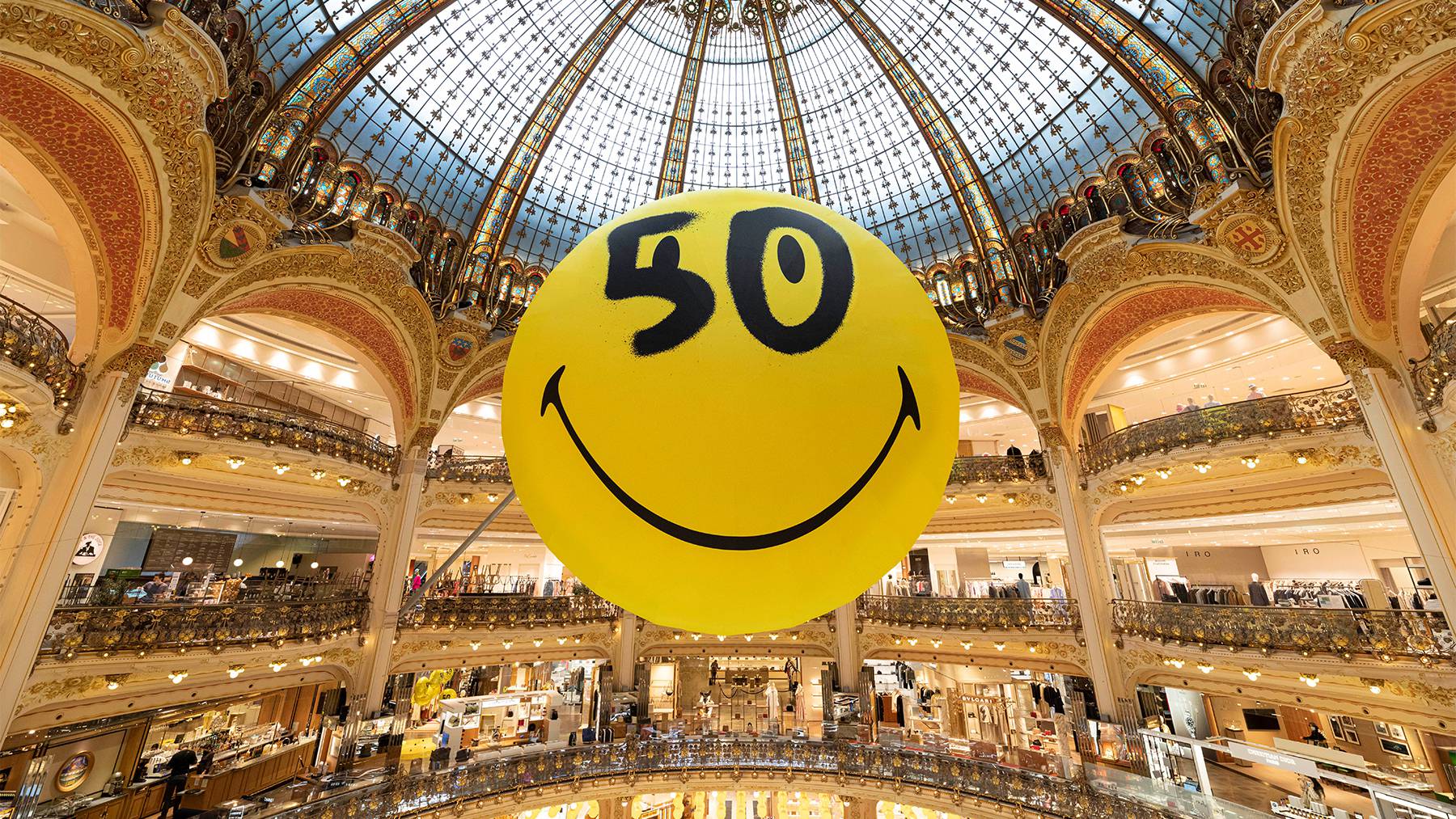 50 Years of Smiley at Galeries Lafayette.  Courtesy.