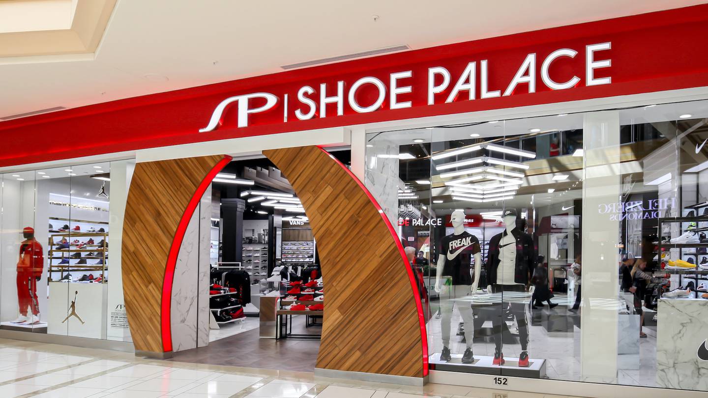 Shoe Palace storefront in the mall in Tampa, Florida, USA, one of the most-trusted athletic footwear and apparel retail chains in the United States.