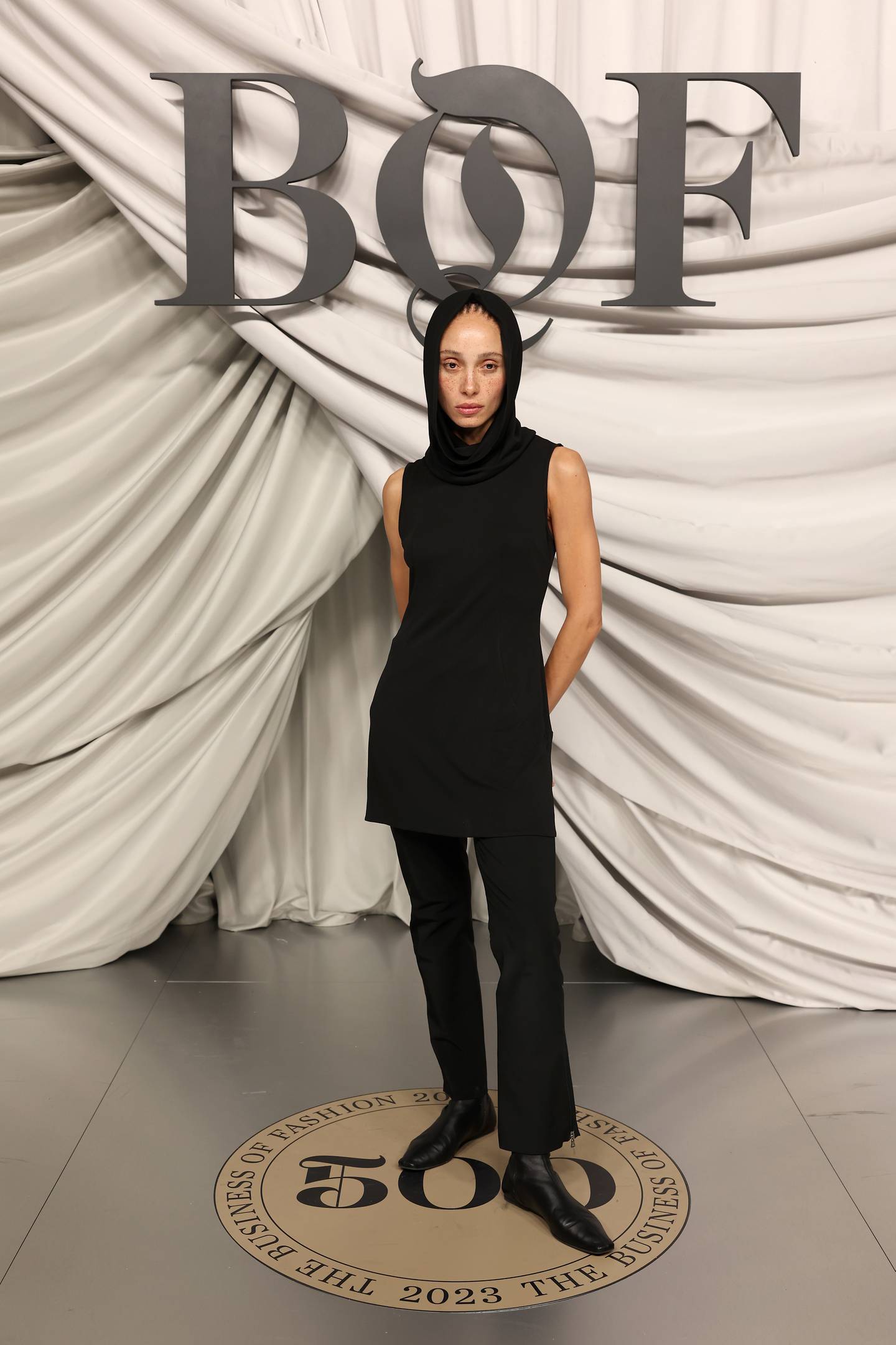 Adwoa Aboah attends the #BoF500 Gala during Paris Fashion Week at Shangri-La Hotel Paris on September 30, 2023 in Paris, France.