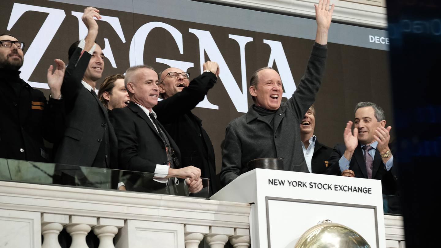 Zegna's chief executive Gildo Zegna rings the Opening Bell of the New York Stock Exchange as the luxury group went public.