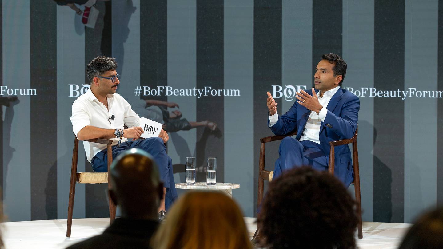 From left: BoF's Rahul Malik and Bolt CEO Maju Kuruvilla on stage at The Business of Beauty Global Forum.