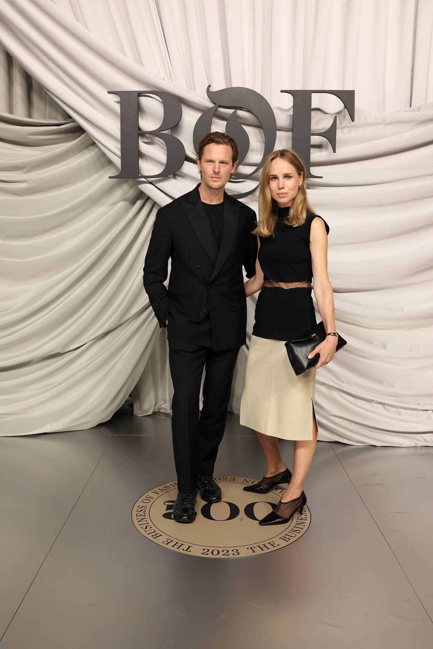 Karl Lindman and Elin Kling attend the #BoF500 Gala during Paris Fashion Week at Shangri-La Hotel Paris on September 30, 2023 in Paris, France.