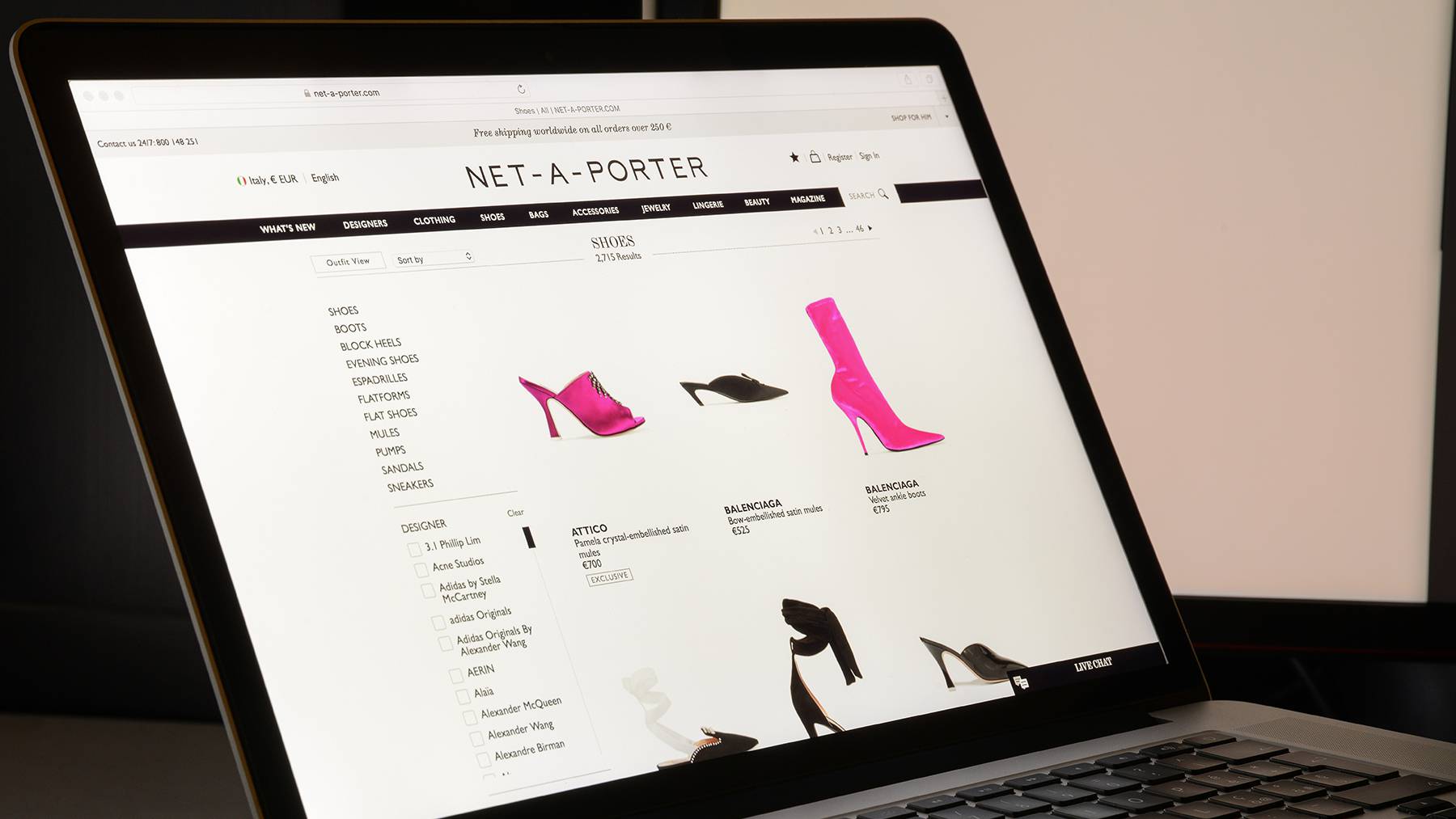 The Net-a-Porter Website.