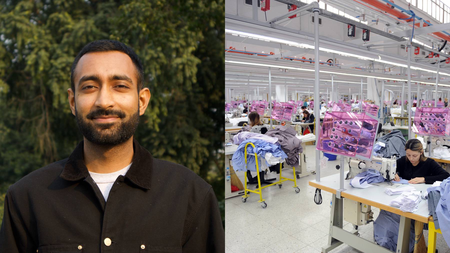 Anant Ahuja, head of organisational development, Shahi Exports; workers at a garment manufacturing factory. Shahi Exports; Shutterstock.