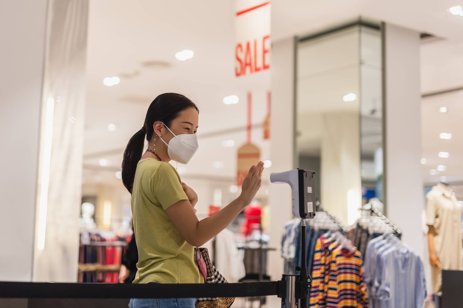 A shopper wearing a mask. Shutterstock