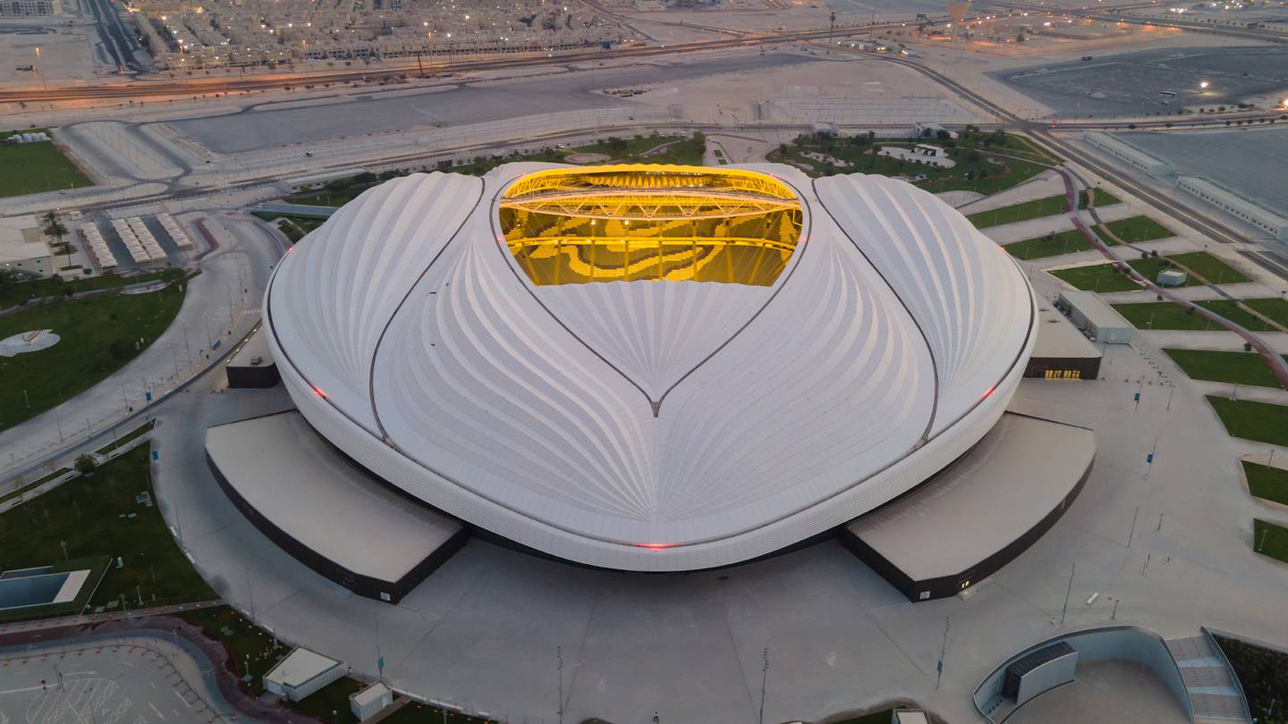 An aerial view of Al Janoub stadium in Al Wakrah, Qatar. Al Janoub stadium is a host venue of the FIFA World Cup Qatar 2022 starting in November.