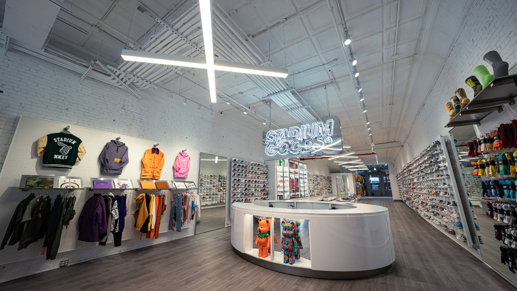 A shot of the sneaker-filled interior of Stadium Goods.