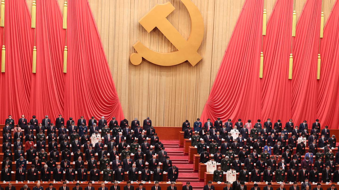 A general view of the opening session of the 20th National Congress of the Communist Party of China at the Great Hall of the People.