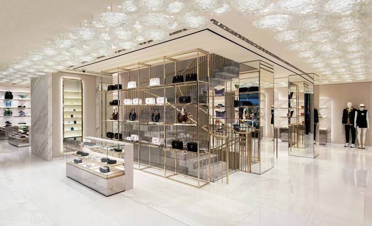 Handbags are given first priority at Versace's new Paris flagship, opened in December. Courtesy.