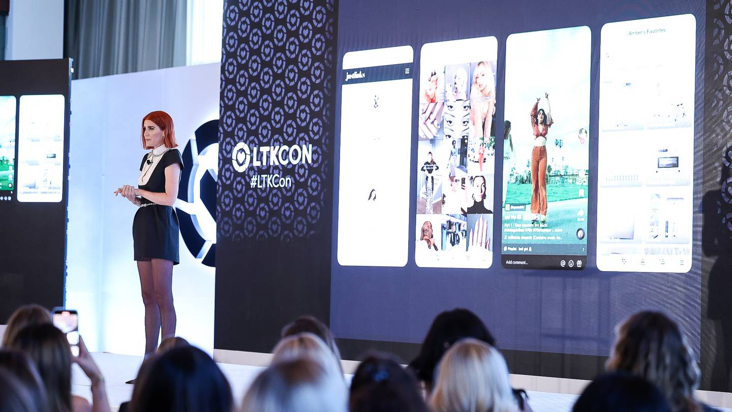 LTK co-founder and president Amber Venz Box on stage at LTKCon