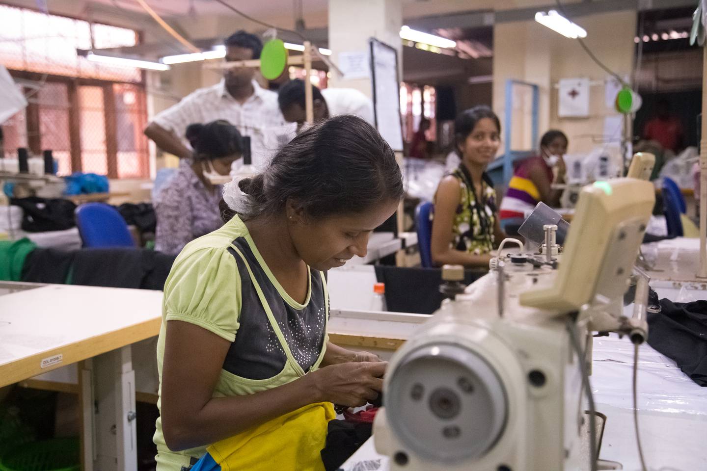 Workers in a textile factory in Sri Lanka.