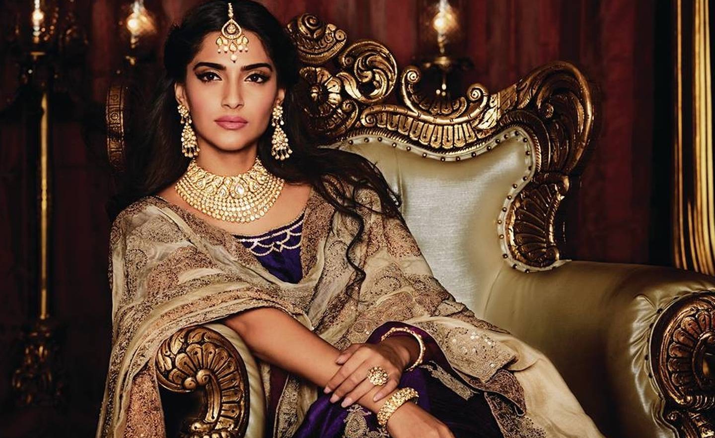 Sonam Kapoor in a campaign image for Kalyan Jewellers.