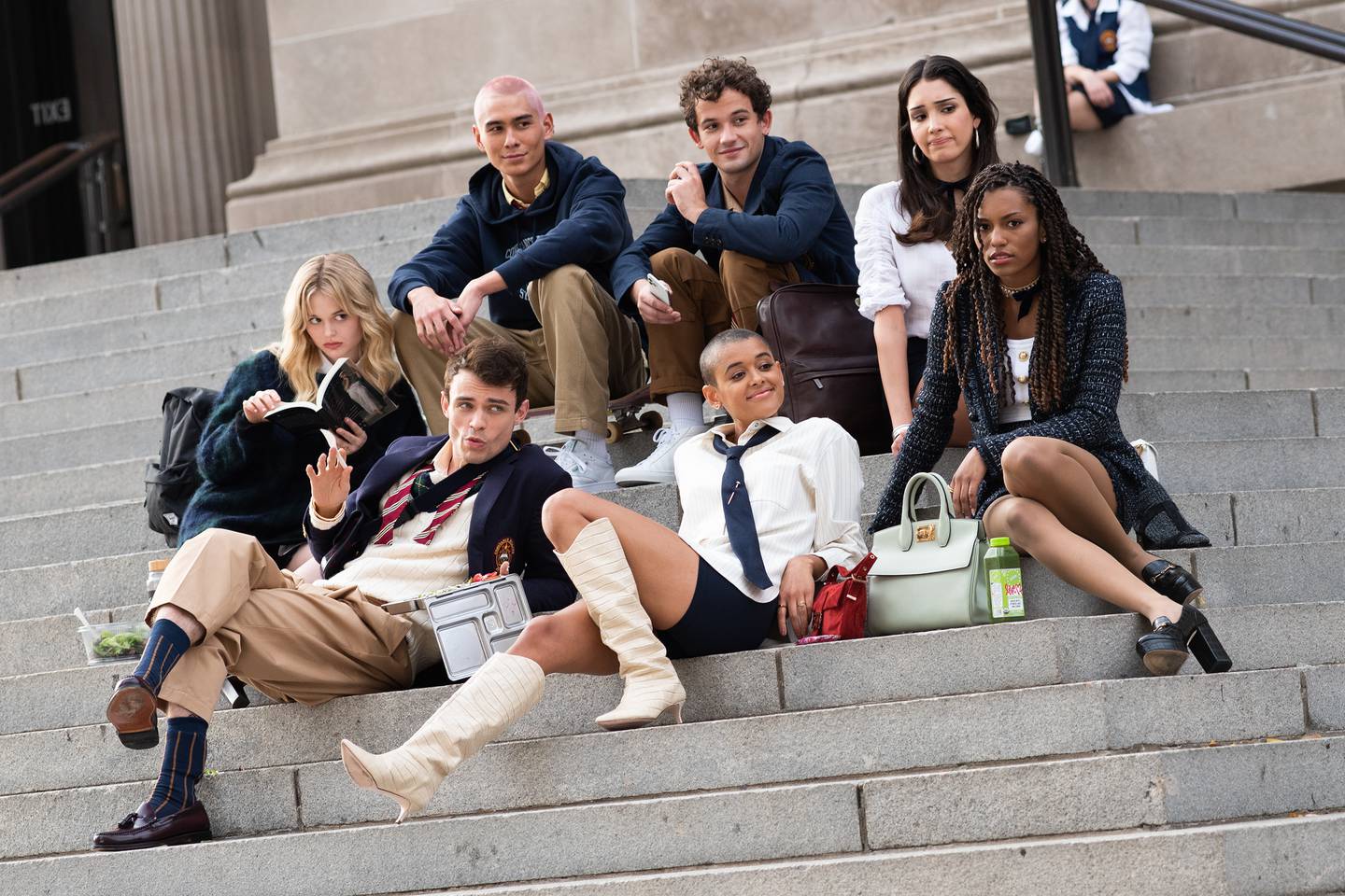 Cast images from the Gossip Girl reboot is prime real estate for fashion brands eager to cash in on the hype. Getty Images.